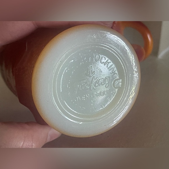 Vintage Anchor Hocking Fire King Orange Ombre Kimberly Diamond Mugs Set of 2 - Picture 5 of 7